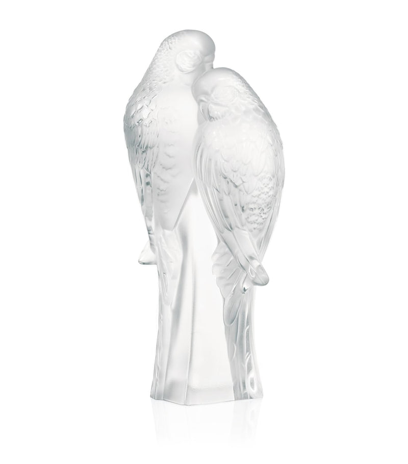 Lalique Crystal Parakeets Sculpture