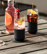 Artisanal Glass Tumblers with Matte Slate-Style Bottom, Set of 4, 440ml Capacity
