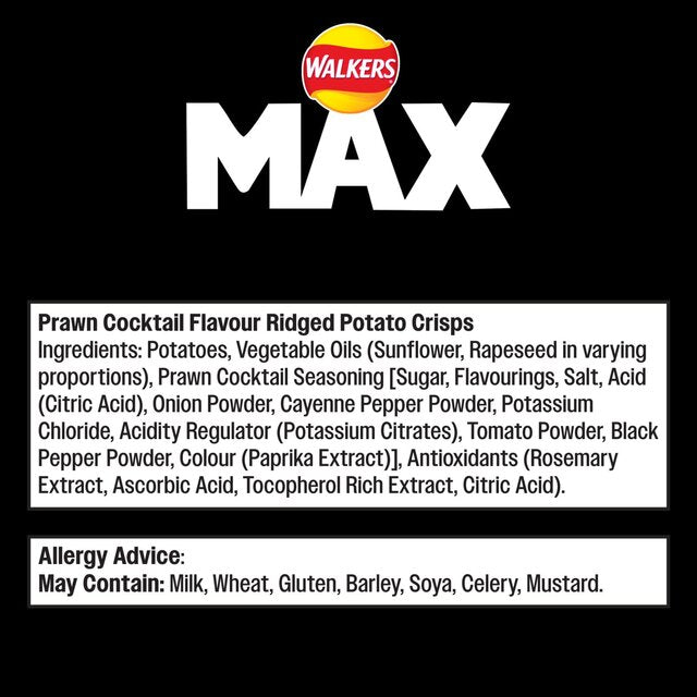 Walkers Max Strong Fiery Prawn Cocktail Multipack Crisps 6 per pack - McGrocer
