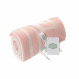 Ziggle Pink and White Stripes Baby Blanket Cotton 100cm x 75cm