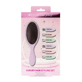 Brushworks Luxury Hair Styling Set Purple Clips and Brush