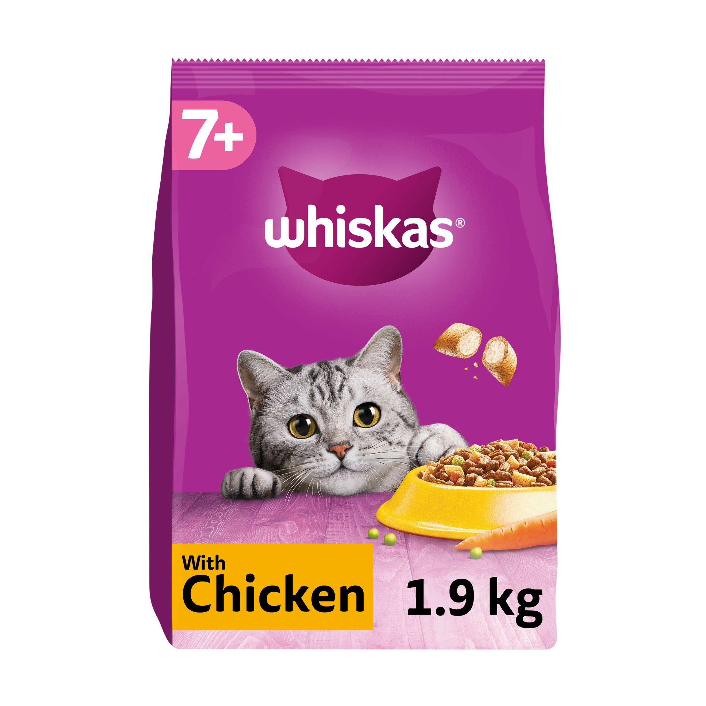 Whiskas Senior Complete Dry Cat Food Biscuits Chicken 1.9kg Dry cat food Sainsburys
