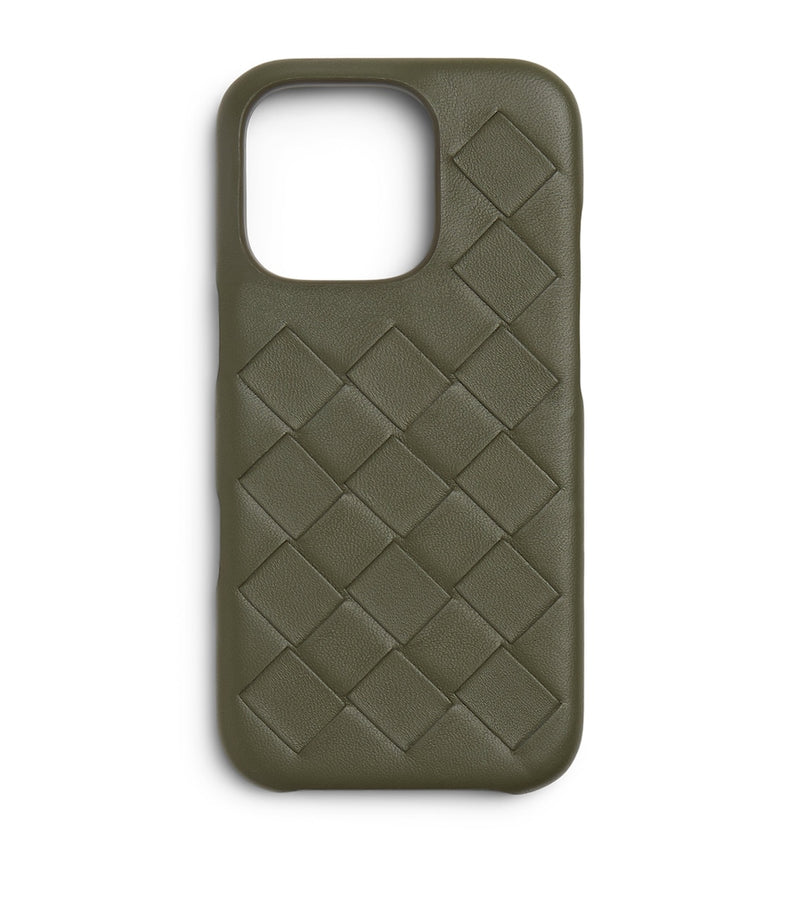 Bottega Veneta leather Intrecciato iPhone 16 Pro case - British product