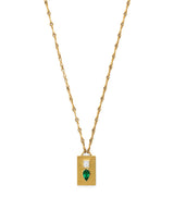 Azlee Yellow Gold, Diamond and Emerald Duet Necklace