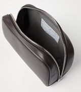 Leather Travel Wash Bag with Water-Resistant Lining and Zip Fastening, 12.5cm x 19cm x 5cm
