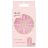 Studio London Pink Holographic Jelly Short Oval False Nails Kit 24 pcs