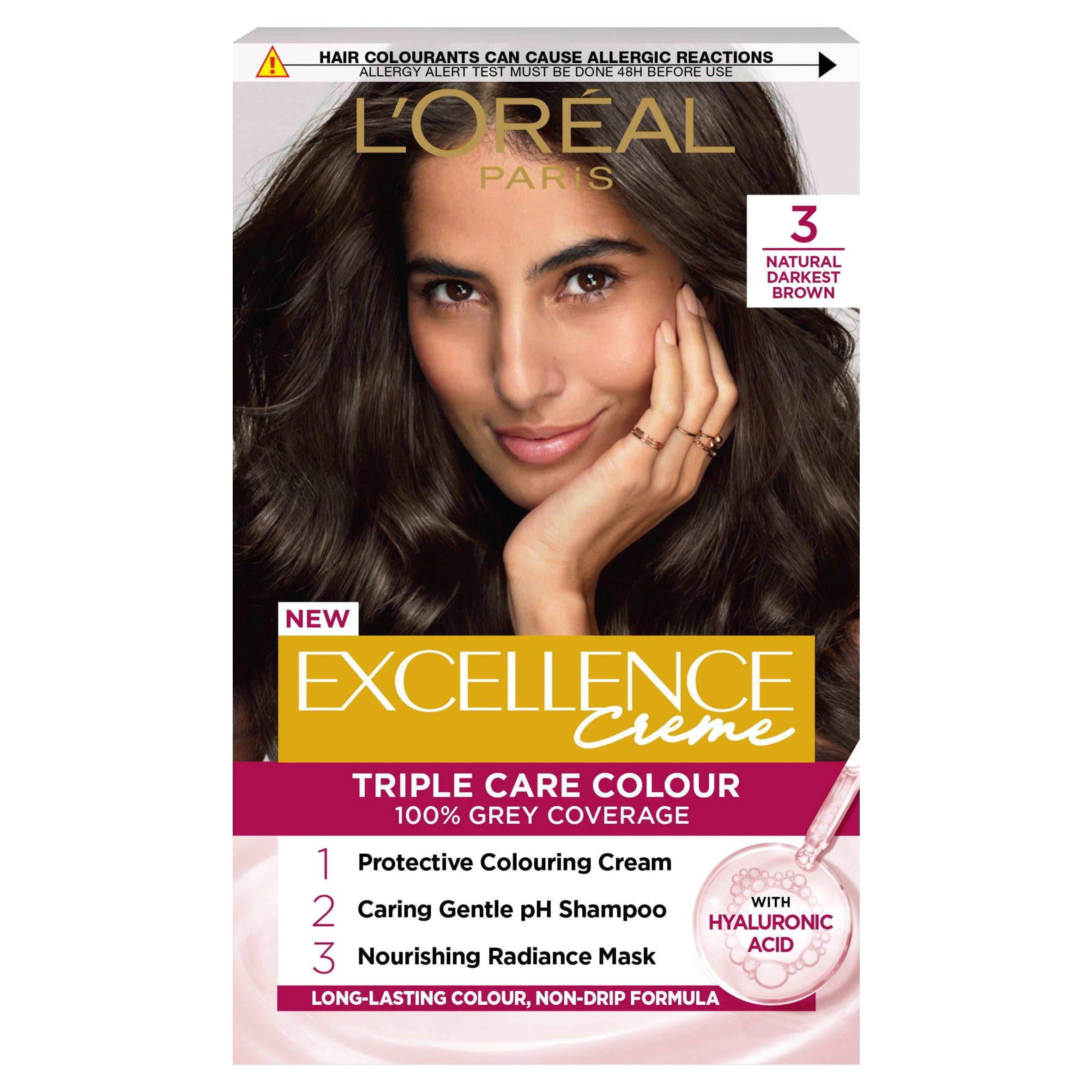 L'Oreal Paris Excellence Permanent Hair Dye Natural Darkest Brown 3 - McGrocer