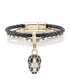Bvlgari leather Serpenti Forever bracelet with snakehead charm - British product