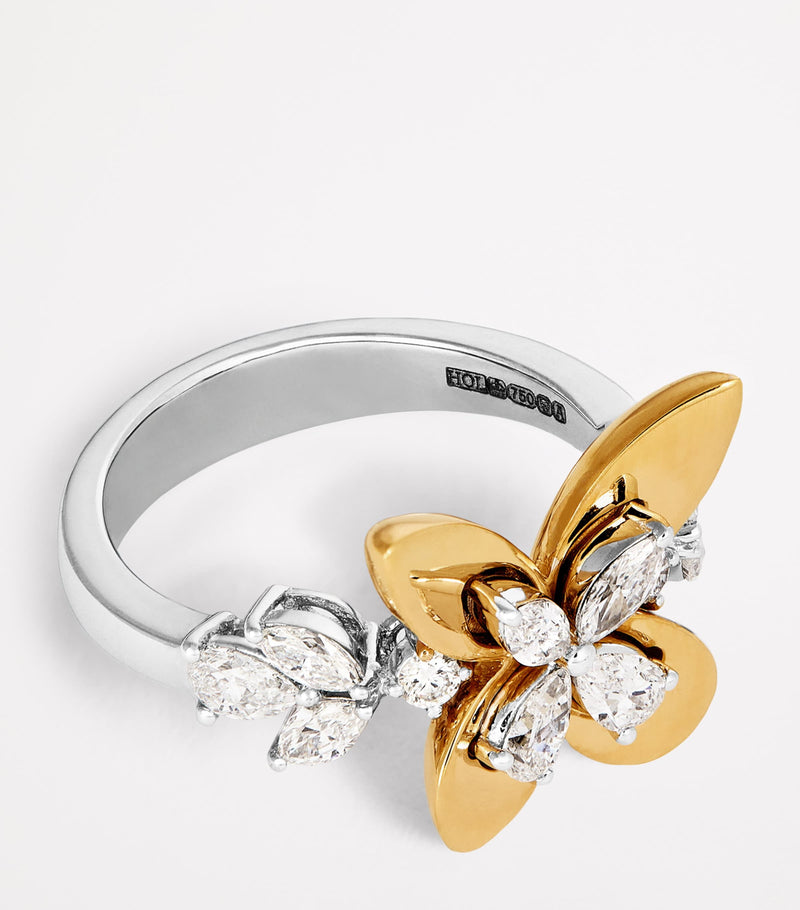Yeprem Yellow Gold and Diamond Butterfly Ring