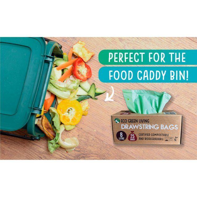 Eco Green Living Certified Compostable Small 8L Drawstring Bin Liner 25 per pack