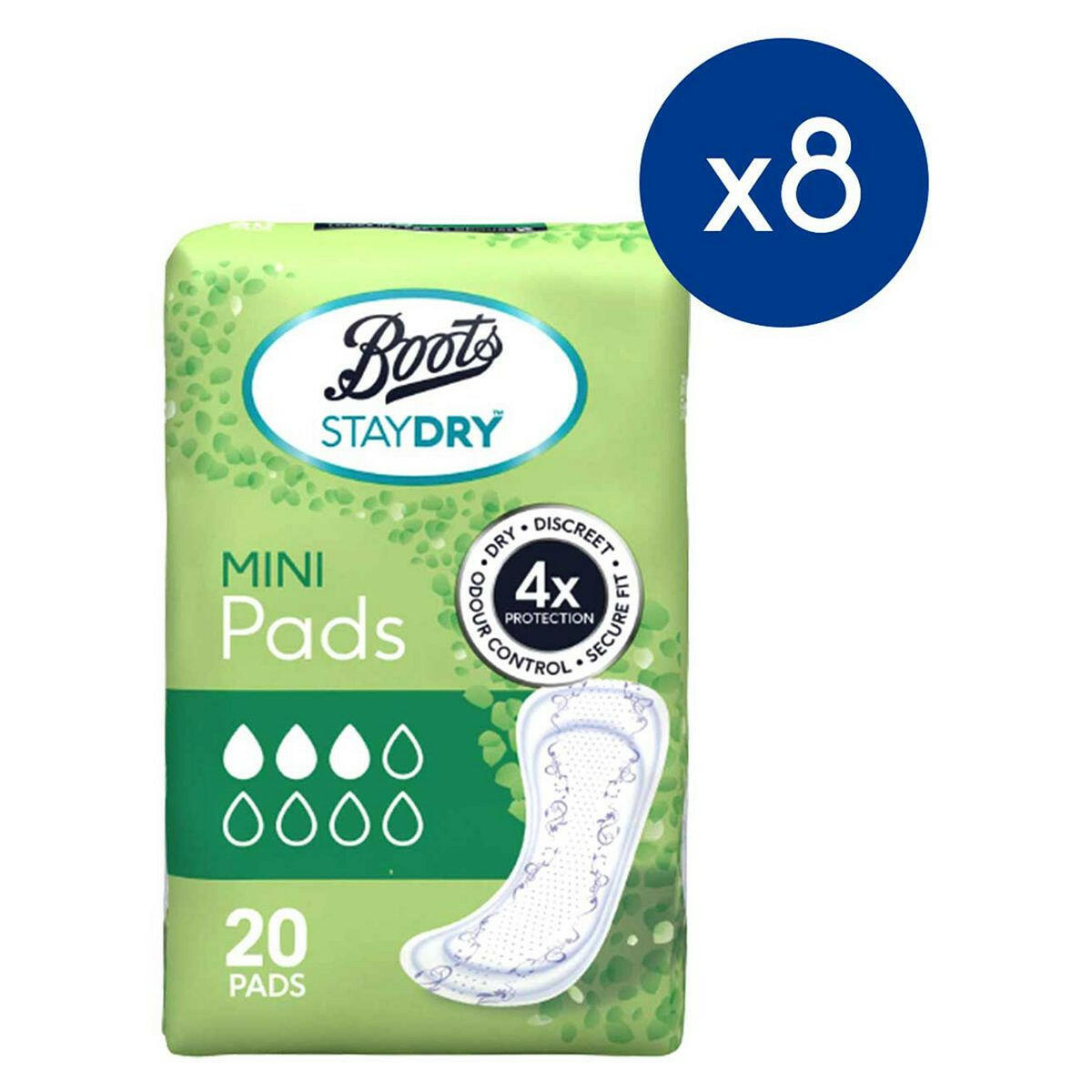 Staydry Mini Liners for Light Incontinence 8 Pack Bundle – 160 Liners GOODS Boots