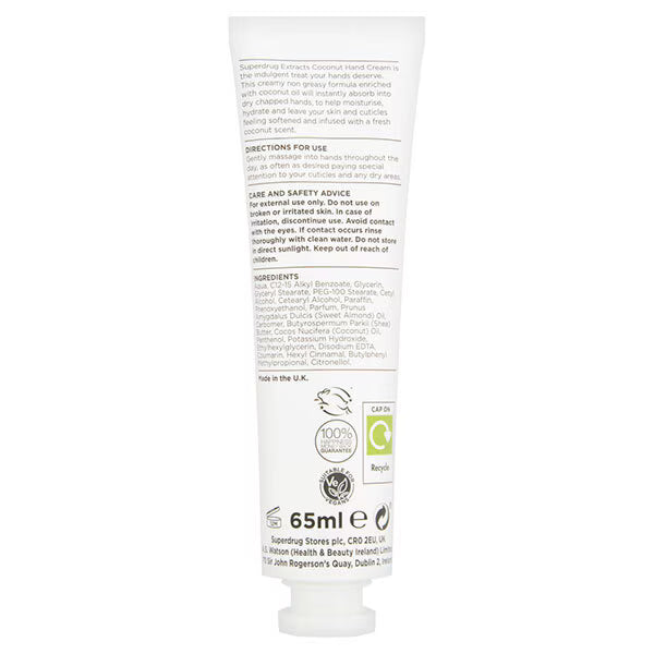 Superdrug Coconut Hand Cream 65ml (British brand)