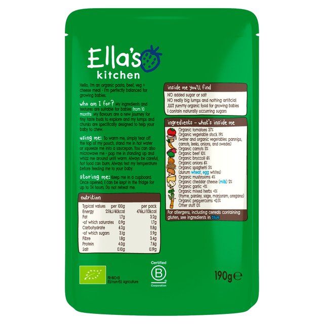 Ella's Kitchen Beef Spag Bol with Cheese Baby Food Pouch 10+ Months 190g