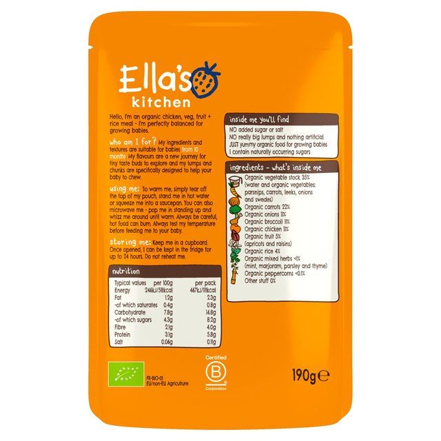 Ella's Kitchen Chicken & Rice Casserole Baby Food Pouch 10+ Months 190g