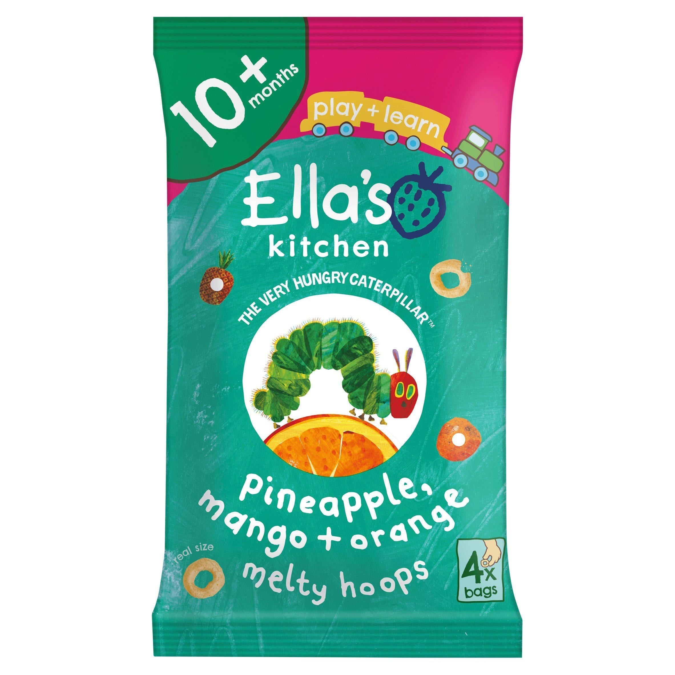 Ella's Kitchen Organic Pinapple Mango & Orange Melty Hoops Baby Snack 10+ Months 4x9g
