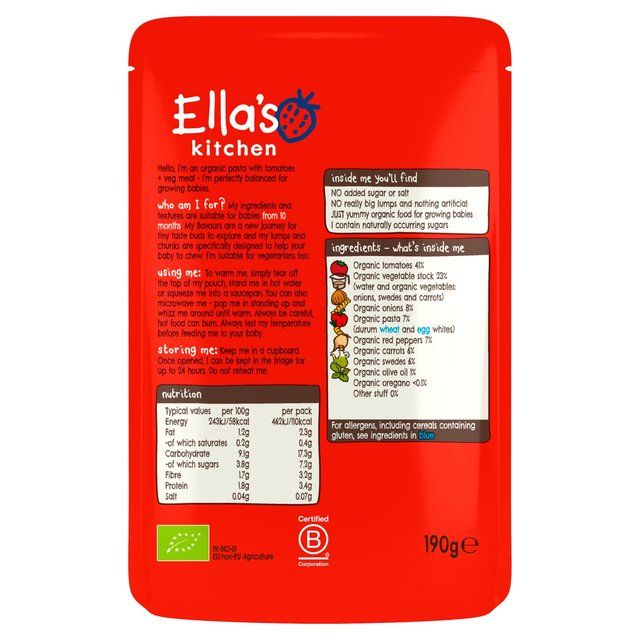 Ella's Kitchen Tomato-y Pasta Baby Food Pouch 10+ Months 190g