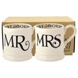 Emma Bridgewater Black Toast Mr & Mrs 1/2 Pint Mugs Boxed 2 per pack