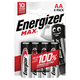 Energizer Max AA Batteries, Alkaline, 4 Pack