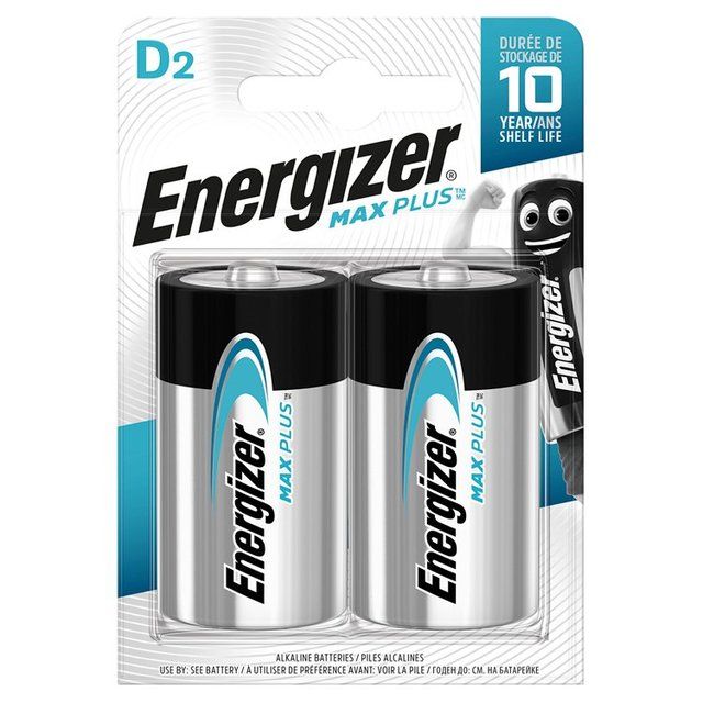 Energizer Max Plus D Batteries Alkaline 2 per pack