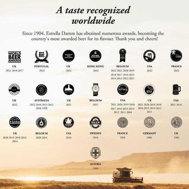 Estrella Damm Premium Lager Beer Bottles 12 x 330ml