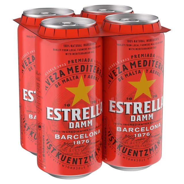 Estrella Damm Premium Lager Beer Cans 4 x 440ml