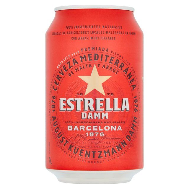 Estrella Damm Premium Lager Beer Cans 6 x 330ml
