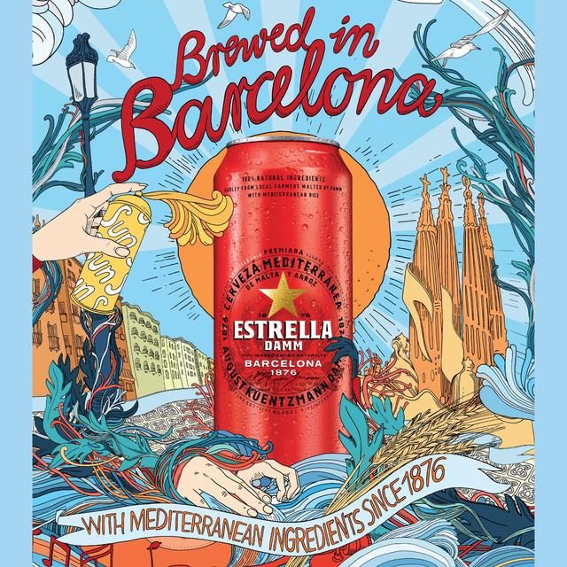 Estrella Damm Premium Lager Beer Cans 6 x 330ml