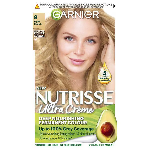 Garnier Nutrisse Light Blonde 9 Permanent Hair Dye, UK version