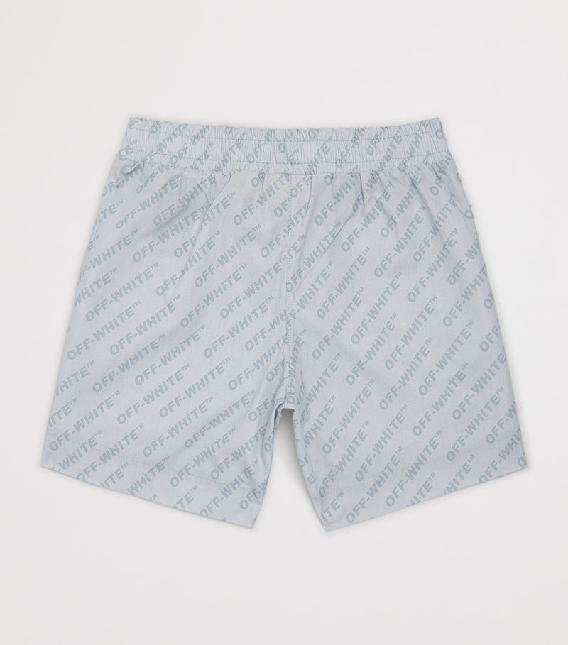 Off-White Kids Logo Bowling Shorts 4-12+ years, imported from the UK