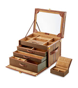 Vegan Leather Trunk Jewellery Organiser with Multiple Compartments