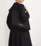 Large Cotton Logo Tote Bag with Magnetic Fastening and Gold Hardware