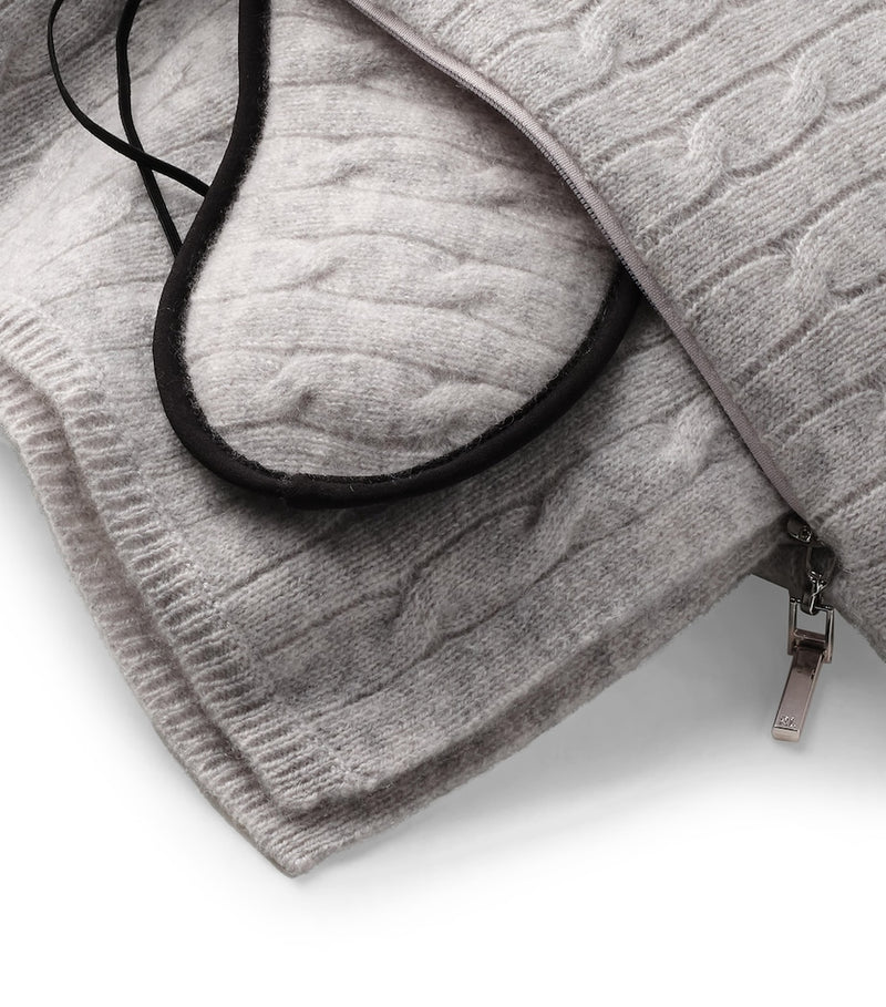 Cashmere cable-knit travel set with throw and sleep mask by Ralph Lauren Home, imported from the UK