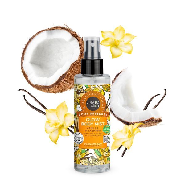 Organic Shop Glow Body Mist Vanilla Milkshake 200ml, imported from the UK