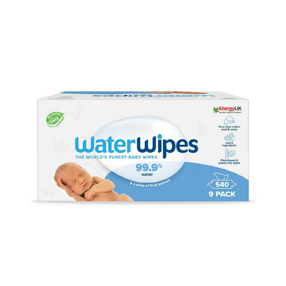 WaterWipes Original Plastic Free Baby Wipes 9pk (540 wipes) GOODS Boots