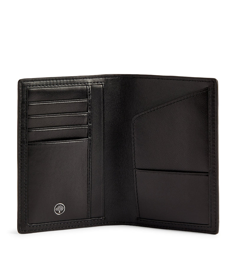 Mulberry grained leather passport holder with slimline design, imported from the UK