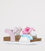 Floral Appliqué Sandals with Cork Sole for Children
