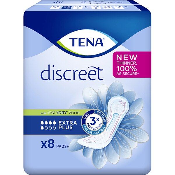 TENA Discreet Extra Plus incontinence Pads 8 pack GOODS Superdrug