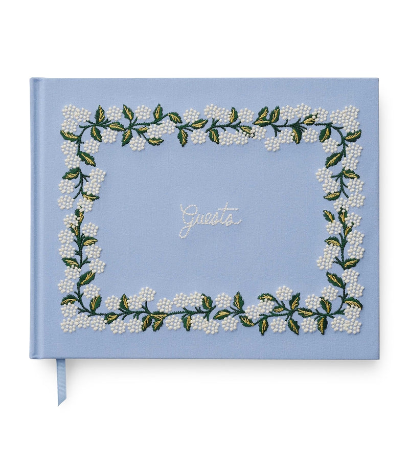 Rifle Paper Co. hydrangea embroidered guestbook 21cm x 26cm, imported from the UK