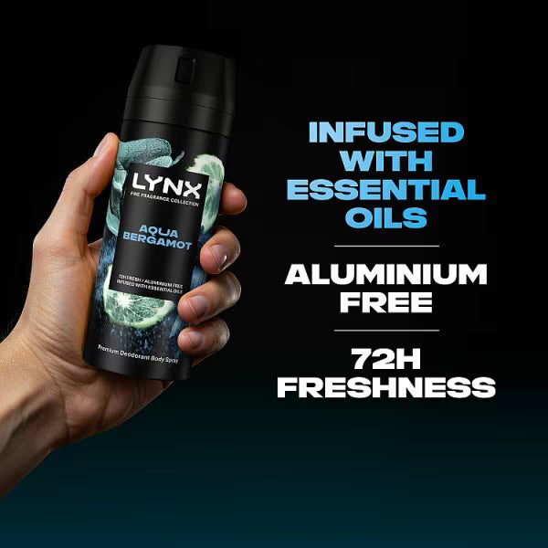 Lynx Fine Fragrance Aqua Bergamot Deodorant Spray 150ml, UK version