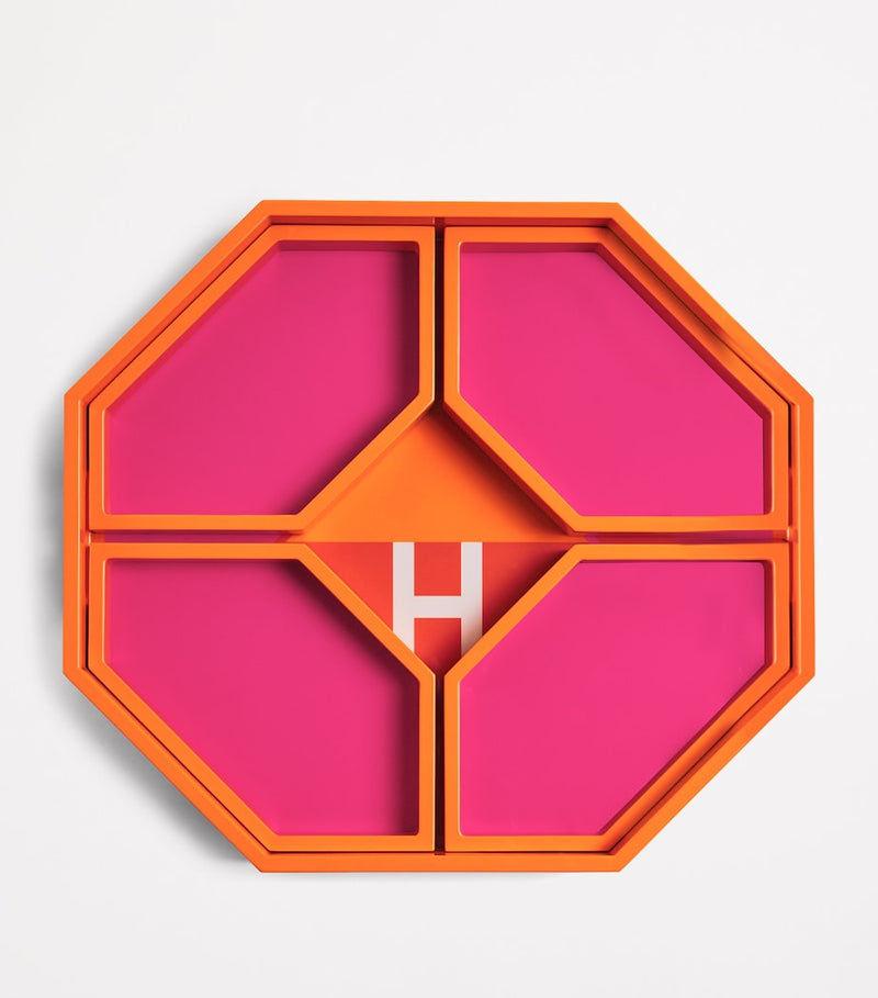 Harrods lacquered wood logo geometric tray 38cm x 42cm, UK version