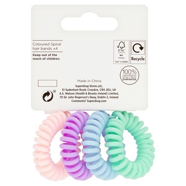 Superdrug Studio Coloured Spiral Hair Bands x 4 GOODS Superdrug