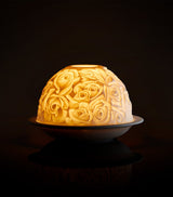 Rechargeable LED Votivelight Lithophane with Roses Design, 9-Hour Runtime