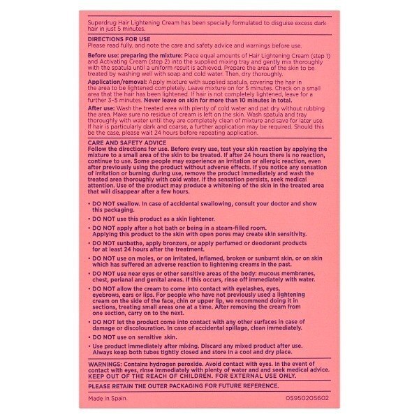 Superdrug Facial Hair Bleach Kit 50ml GOODS Superdrug