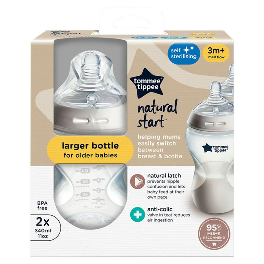 Tommee Tippee Closer to Nature 2x Baby Bottles 3m+ GOODS ASDA