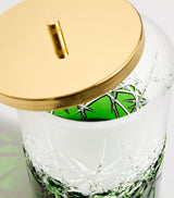 Crystal Ivy Green Bathroom Bin With Lid, Approx 25cm x 19cm x 19cm