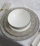 Geometric Maze Pattern Dinner Plates Set of 2, 26cm Diameter