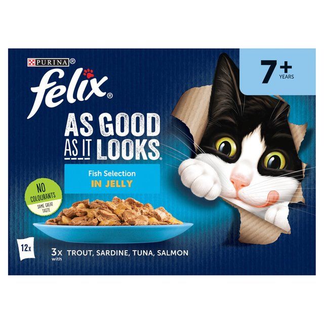 Felix As Good As it Looks Senior 7+ Fish in Jelly Wet Cat Food 12 x 100g