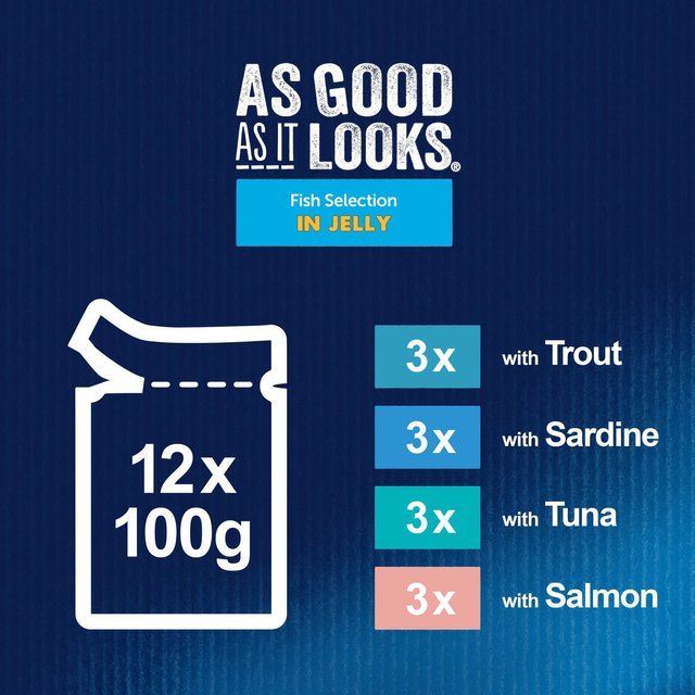 Felix As Good As it Looks Senior 7+ Fish in Jelly Wet Cat Food 12 x 100g