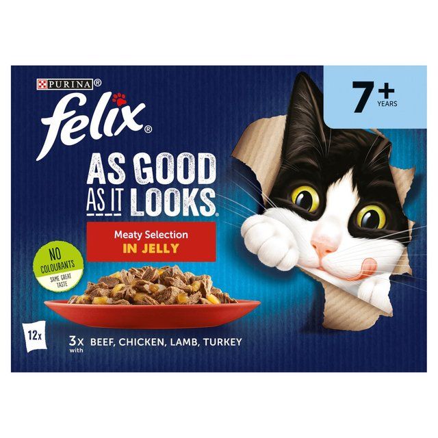 Felix As Good As it Looks Senior 7+ Meat in Jelly Wet Cat Food 12 x 100g