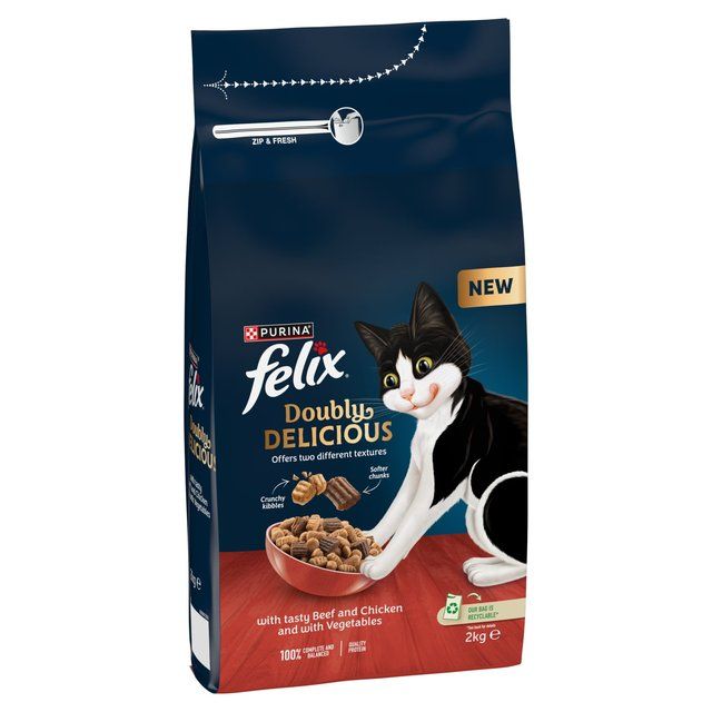 Felix Doubly Delicious Beef Chicken & Vegetables Dry Cat Food 2kg